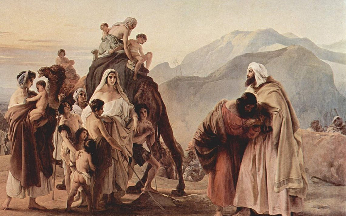 המפגש של יעקב ועשו, מאת פרנצ'סקו אייץ, 1844.