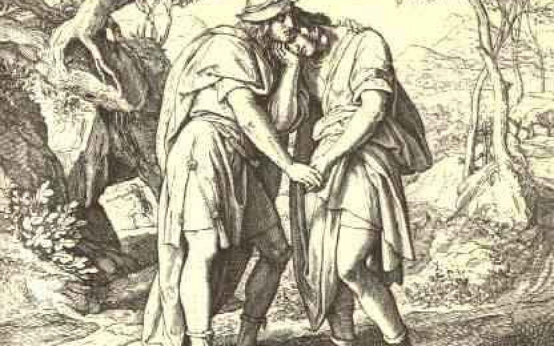 אהבת דוד ויהונתן, ציור מאת Julius Schnorr von Karolsfeld, ‏ 1860 בקירוב